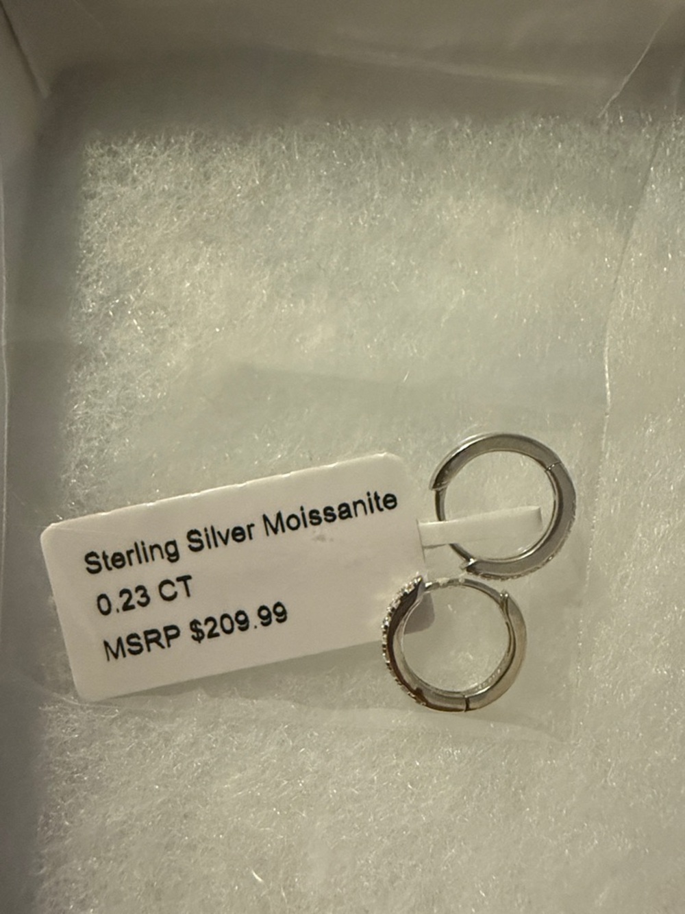 Sterling Silver Moissanite Huggie Hoop Earrings - Silver